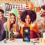 Bluetooth Speaker, 40W (60W Peak) Portable Wireless Speaker with Colorful Lights, Double Subwoofer Heavy Bass, FM Radio, MP3 Player, Bluetooth 5.0, Loud Stereo speakers for Home Outdoor Party Camping