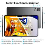 SGIN 11.97" HD Tablet Pad Android 13 256GB Octa-Core Netflix Dual Camera WiFi5