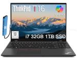 Lenovo ThinkPad T16 Business Laptop (16" FHD+ Anti-Glare, Intel 10-Core i7-1355U, 32GB DDR5 RAM, 1TB SSD), Fingerprint, 2 x Thunderbolt 4, Webcam, Ethernet, Wi-Fi 6E, IST Hub, Win 11 Pro w/Copilot