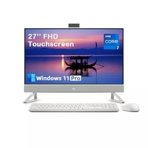 Dell 27 All-in-One Desktop Computer, Core 7 150U(Up to 5.5 GHz), 27" FHD IPS Touch Display, Windows 11 Pro, 64GB DDR5, 2TB SSD, Wireless KB & Mouse, NVIDIA GeForce MX570A GDDR6, Wi-Fi 6E
