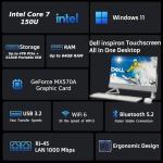 Dell All-in-One Touch Screen Business Desktop, 27" LED Low Blue Light Display, 14th Gen, SD-Card Reader, Wireless KB & Mouse, Windows 11 (Intel Core 7-150U, 64GB RAM | 2TB SSD)