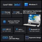 Dell Inspiron All-in-One Touch Screen Desktop Computer, 27" LED Low Blue Light Display, 14th Gen Intel Core7 150U, 64GB RAM, 4TB PCIe SSD, Wi-Fi 6, USB-C, HDMI, Wireless KB & Mouse, Windows 11 Pro