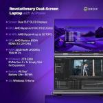 GPD Duo Dual-Screen Laptop: 13.3" OLED Displays, AMD Ryzen AI 9 HX 370, 32GB RAM, 2TB SSD, Stylus Support, 10-Point Touch, 4096 Pressure Levels, Dual 360° Hinge, AI PC