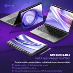 GPD Duo Dual-Screen Laptop: 13.3" OLED Displays, AMD Ryzen AI 9 HX 370, 32GB RAM, 2TB SSD, Stylus Support, 10-Point Touch, 4096 Pressure Levels, Dual 360° Hinge, AI PC