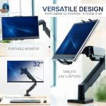 Height Adjustable Tablet Desk Mount for 2-in-1 Laptops & 15.6" Monitors, VESA 10