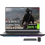 ASUS ROG Strix G16 16" 2.5K 240Hz Gaming Laptop, Intel Ultra 9 275HX, GeForce RTX 5070 Ti 12GB, 64GB DDR5, 5TB Storage (4TB SSD+1TB Docking Station), RGB Backlit Keyboard, Wi-Fi 7, Win 11 Pro, Gray