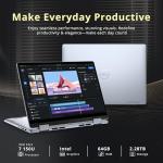 Dell Inspiron 14 2-in-1 Laptop, 14" WUXGA Touch Display, Intel 7 150U, 64GB DDR5, 2.28TB Storage(2TB SSD+288GB Docking Station Set), Backlit Keyboard, Fingerprint Reader, Wi-Fi 6E, Win 11 Pro, Blue