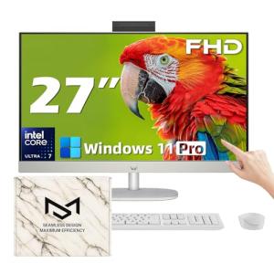 HP All-in-One Desktop, 27” FHD Touch, Intel Ultra 7 155U, 64GB DDR5 RAM, 4TB SSD, Windows 11 Pro, FHD Webcam, Wireless KB & Mouse, Wi-Fi 6, Bluetooth 5.3, Height Adjustable, White Finish