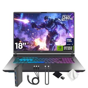 ASUS ROG Strix G18 18" WQXGA 240Hz Gaming Laptop, GeForce RTX 5070 8GB, Intel Ultra 9 275HX, 64GB DDR5, 3TB Storage (2TB SSD & 1TB Docking Station Set), Backlit Keyboard, IR Camera, Win 11 Pro, Gray