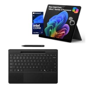 Microsoft Surface Pro 11 Bundle, 2-in-1 Tablet with Black Flex Keyboard and Slim Pen, Copilot+ PC, 13" Touchscreen 600nits, Intel Ultra 7 Series 2 266V AI Boost NPU, 16GB RAM, 1TB SSD, Win 11 Pro