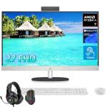 HP 27 inch Touchscreen All in One Desktop Computer, AMD Ryzen AI 7 350, 64 GB DDR5-5600 MT/s, 4 TB SSD, FHD IPS Screen, WiFi 6, BT 5.4, Copilot+ PC, Windows 11 Pro, Wireless KB & Mouse, W/Accessories