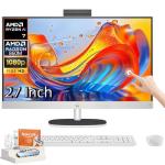 HP 27 inch All in One Desktop Computer, AMD Ryzen AI 7 350, Ryzen AI (50 NPU Tops), 64GB DDR5-5600 MT/s, 4TB SSD, FHD IPS Touchscreen, WiFi 6, BT 5.4, Wireless KB & Mouse, Copilot+ PC, Windows 11 Pro