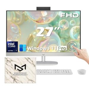 HP 27" FHD Touchscreen Business All-in-One Desktop Computer, AI Copilot, Intel 12-core Ultra 7 155U (Beats i7-1355U), Wireless KB & Mouse, Wi-Fi 6, Windows 11 Pro(64 GB RAM | 4 TB SSD)