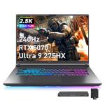 ASUS ROG Strix G18 18" WQXGA 240Hz Gaming Laptop, GeForce RTX 5070 8GB, Intel Ultra 9 275HX, 64GB DDR5, 3TB Storage (2TB SSD + 1TB Docking Station Set), Backlit Keyboard, IR Camera, Win 11, Gray