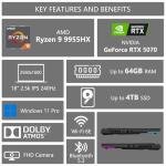 ASUS ROG Strix G18 G814 Gaming Laptop | 18" 2.5k (2560x1600) 240Hz (100% DCI-P3) | AMD 16-core Ryzen 9 9955HX (>i9-14900HX) | 64GB DDR5 4TB SSD | GeForce RTX 5070 | RGB Backlit Win11 w/DLCA Accessory