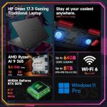 HP OMEN 17.3 RTX 5070 Gaming Laptop, 17.3" FHD 144Hz, AMD Ryzen AI 9 365, 64GB DDR5 RAM, 8TB (4+4TB) SSD, RGB Backlit KB, Low Blue Light, Bundle with Thunderobot 7 in-1 USB-C Hub, Windows 11 Pro