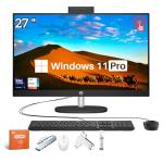 HP 27’’ Touchscreen All in One Desktop Computer, FHD IPS Eye Care Display, Intel 12-Core Ultra 7, Adjustable Height, 64GB DDR5, 4TB SSD, Win 11 Pro, Jet Black, Accessories