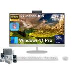HP 27 Touch Screen All-in-One Desktop Computer PC Adjustable Angle, 64GB DDR5 RAM, 4TB SSD, Intel 12 Core Ultra 7 155U, FHD IPS Touchscreen, Wireless KB&Mouse, Win 11 Pro, 1080p Camera, Accessories