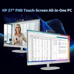HP 27 Touch Screen All-in-One Desktop Computer PC, 64GB DDR5 RAM, 2TB SSD, Intel 12 Core Ultra 7 155U, FHD IPS Touchscreen, Wireless KB&Mouse, Win 11 Pro, 1080p Camera, Accessories