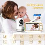 5 Inch Baby Monitor 3x Zoom PTZ Cam APP+monitor Dual Control WIFI Electronic Baby Sitter Two Way Audio Night Vision Baby Phone