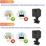 5MP 4G SIM Card Mini Camera Indoor Night Vision Surveillance Security Monitoring Rechargeable 3000 mAh Battery Powered Home Cam