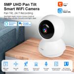 FUERS 4K 8MP WiFi IP Camera With Adjustable Bracket Tuya Smart Home Security Wireless Surveillance Camera Baby Monitor Mini Cam