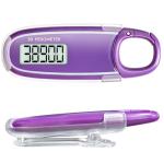 Purple 3D Pedometer with Clip and Carabiner