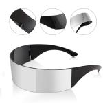 Futuristic Mirror Wrap Sunglasses with Panoramic Vision