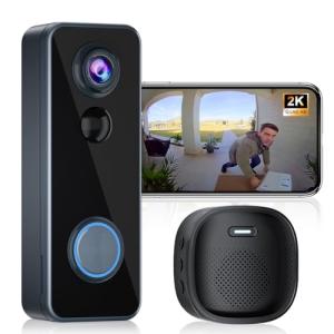 Wireless 2K HD Smart Doorbell Camera with Chime
