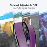 TECKNET Purple Wireless Ergonomic Optical Mouse
