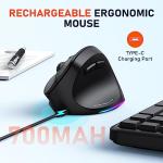 Wireless Ergonomic Vertical Mouse with RGB Lighting