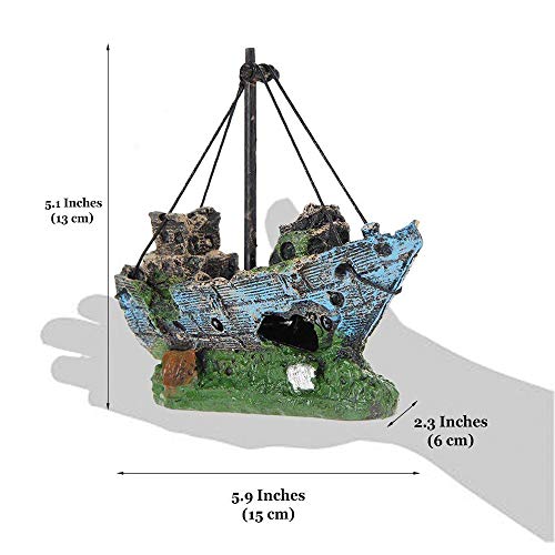 SLOME Aquarium Shipwreck Boat Ornament for Tanks