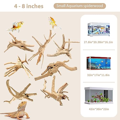 Natural Spider Wood Driftwood for Aquariums - 7 PCS