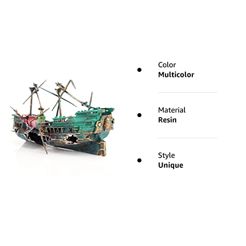 Sunken Ship Aquarium Bubbler Decoration