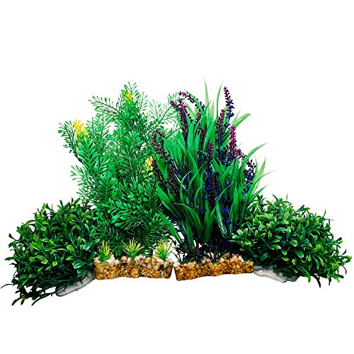Large Artificial Plants for Fish Tanks - 4 Pack