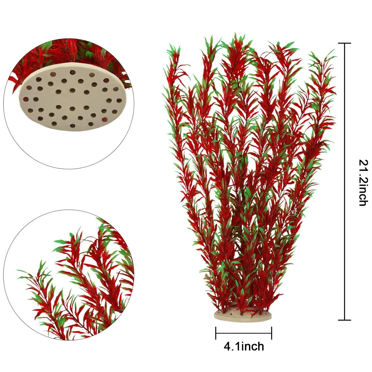 Large Red Artificial Aquarium Plants 21-inch