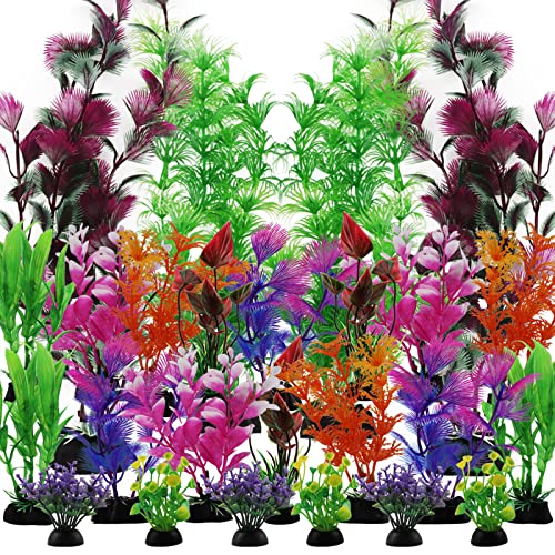 Colorful Artificial Aquarium Plants - 25 Pack