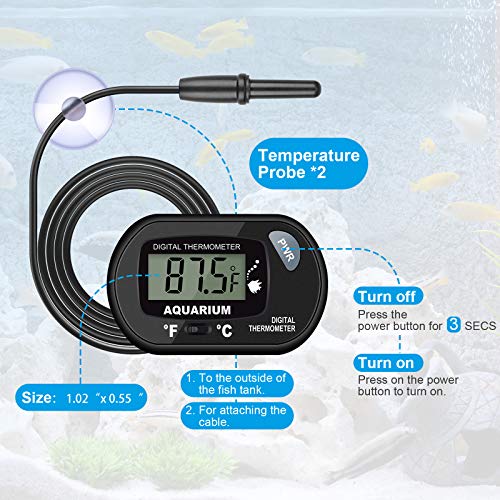2-Pack Aquarium Thermometer with 3.3ft Cord