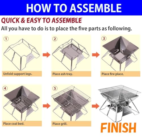 Portable Stainless Steel Folding Camping Grill 35.6 cm