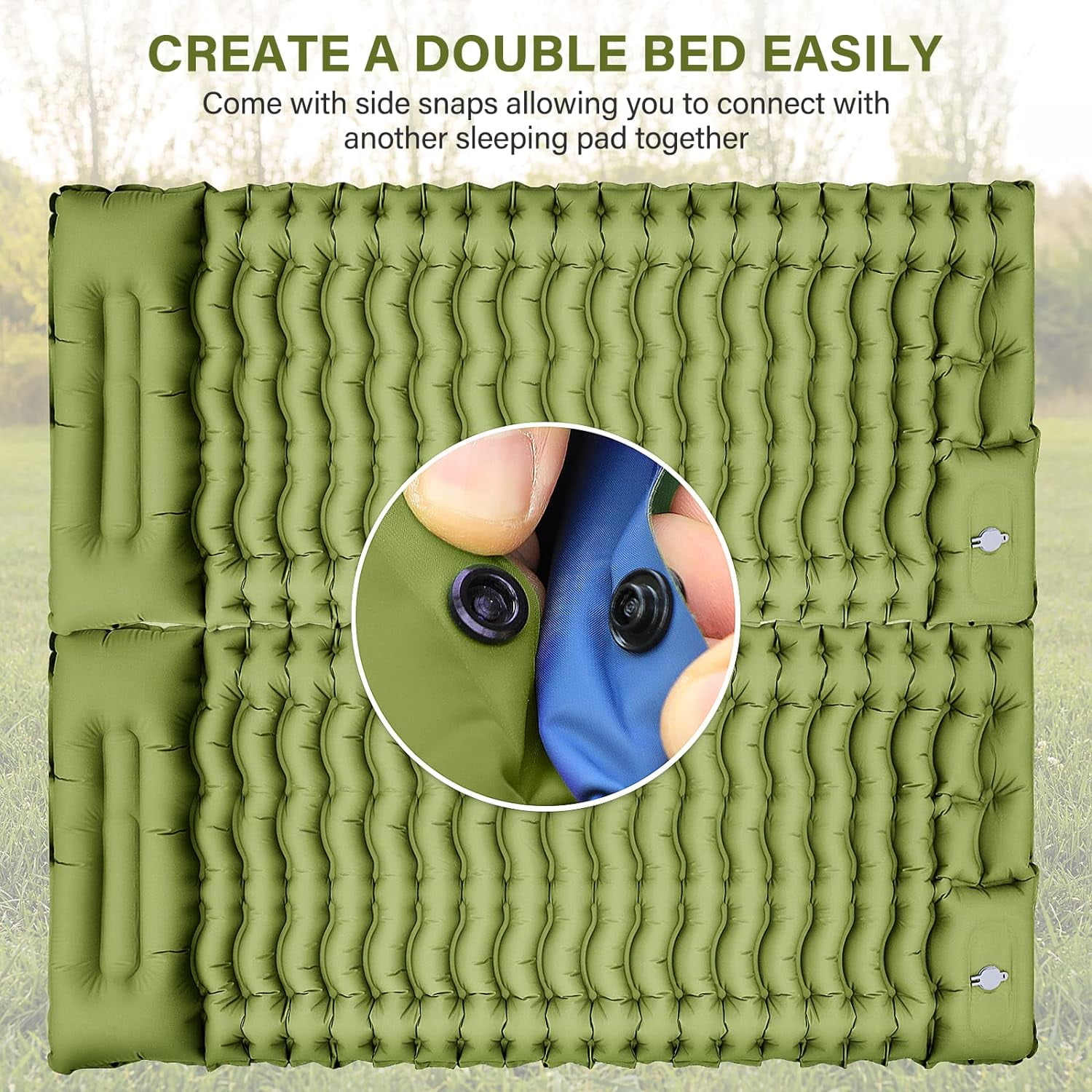 Extra Thick Inflatable Sleeping Pad with Air Pillow
