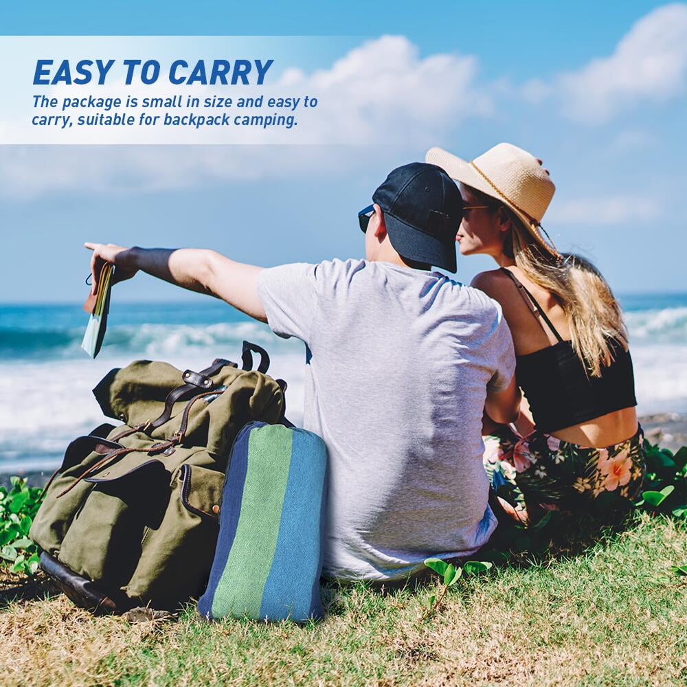 Blue 2-Person Portable Cotton Camping Hammock