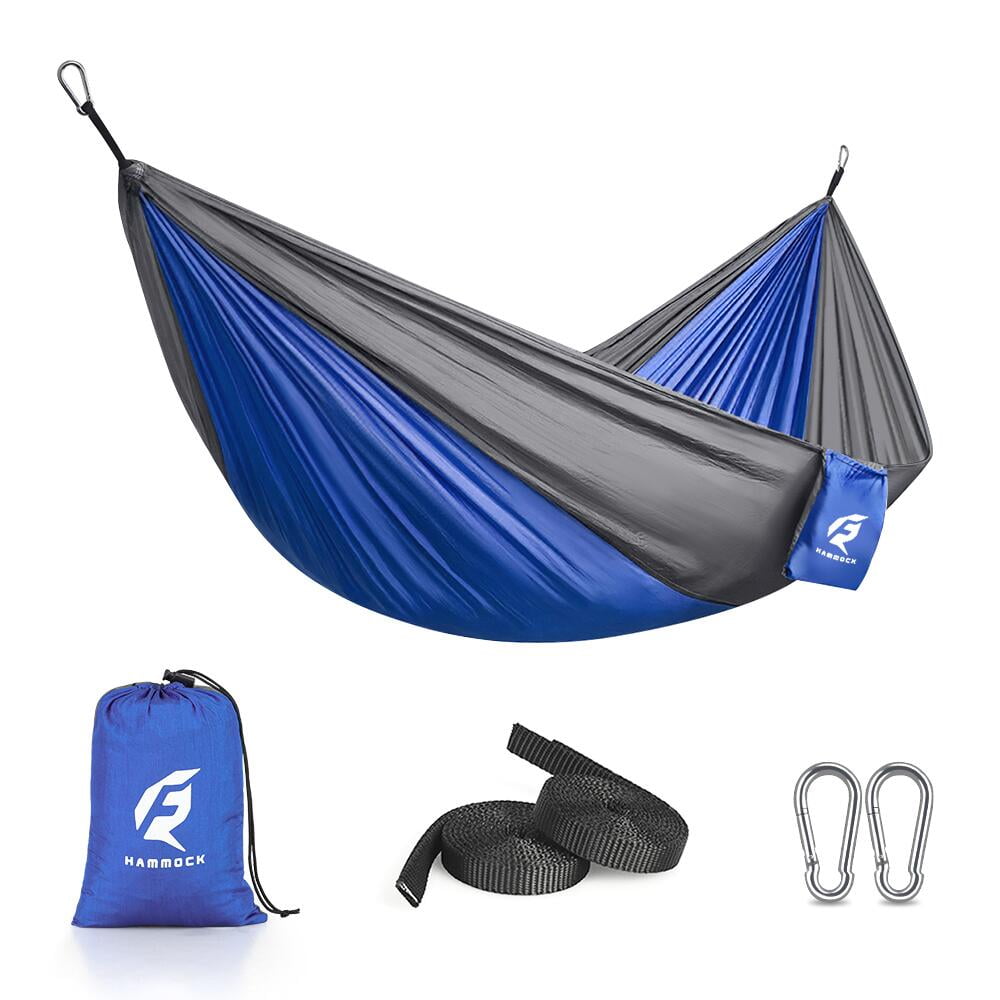 Portable Nylon Camping Hammock in Blue/Gray