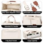 ZHMO Canvas Tote Bag for Women With Compartments and Pocket,White Women's Bags Crossbody Bags Work Laptop Tote Bag Large Satchels Handbag Tote Purse Everyday Shoulder Bag for Travel Nurse Teacher Gift