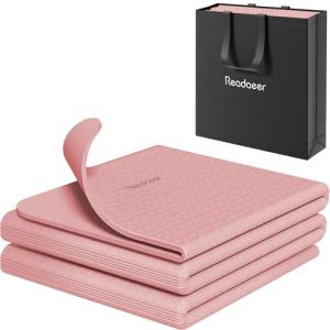 Compact Foldable Yoga Mat with Carrying Bag (Pink)