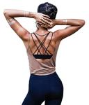 OYANUS Womens Summer Workout Tops Sexy Backless Yoga Shirts Open Back Activewear Running Sports Gym Tank Tops Bisque M