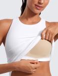 CRZ YOGA Butterluxe High Neck Tank Tops for Women - Racerback Workout Padded Yoga Athletic Camisole with Built in Bra White Medium