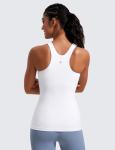 CRZ YOGA Butterluxe High Neck Tank Tops for Women - Racerback Workout Padded Yoga Athletic Camisole with Built in Bra White Medium
