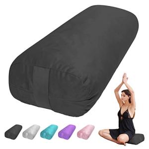 TokSay Yoga Bolster Pillow for Restorative & Yin Yoga - Meditation Pillow with Velvet Cover - Rectangular (Black)