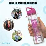 H2OCOACH Motivational Hydration Water Bottle, Fitness Sports Tritan Bottle with Straw, Gym Workout Reminder for Better Hydration Water Intake with Time Marker and Measurements, BPA-Free (30 Oz)