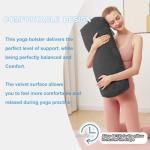 TokSay Yoga Bolster Pillow for Restorative & Yin Yoga - Meditation Pillow with Velvet Cover - Rectangular (Black)